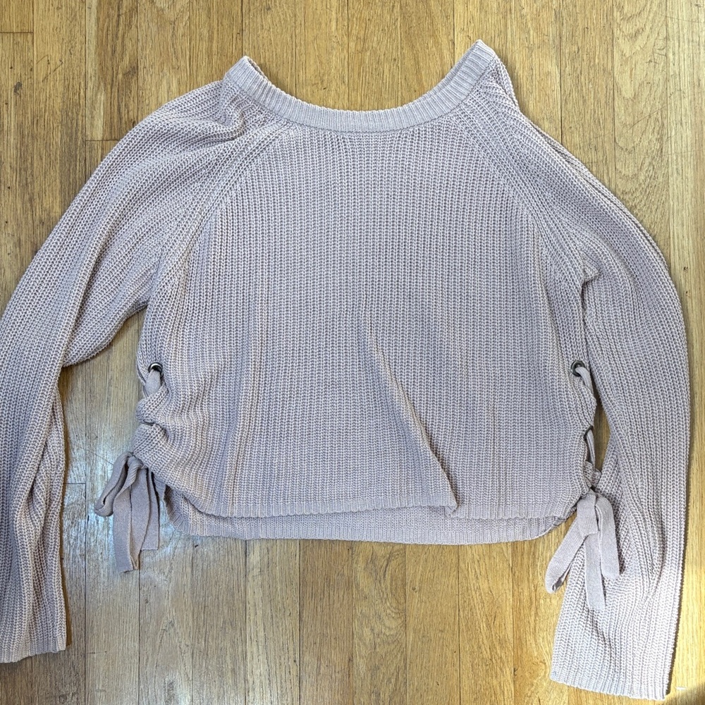 moon & madison Blush Off-Shoulder Side-Tie Sweater